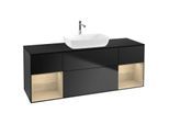 Villeroy und Boch Finion Waschtischunterschrank F862PCPD 160cm, Abdeckplatte black matt, Regale Oak Veneer, Black matt lacquer