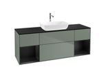 Villeroy und Boch Finion Waschtischunterschrank F862PDGM 160cm, Abdeckplatte black matt, Regale Black matt lacquer, Olive Matt Lacquer