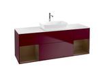 Villeroy und Boch Finion Waschtischunterschrank F861GNHB 160cm, Abdeckplatte white matt, Regale Walnut Veneer, Peony Matt