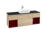 Villeroy und Boch Finion Waschtischunterschrank G862HBPC 160cm, Abdeckplatte black matt, Emotion, Regale Peony matt lacquer, Oak Veneer