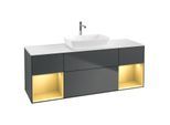 Villeroy und Boch Finion Waschtischunterschrank G861HFHG 160cm, Abdeckplatte white matt, Emotion, Regale Gold matt lacquer, Midnight Blue Matt Lacquer