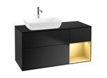 Villeroy und Boch Finion Waschtischunterschrank F812HFPD 120cm, Abdeckplatte black matt, Regale Gold matt lacquer, Black matt lacquer