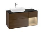 Villeroy und Boch Finion Waschtischunterschrank F812PCGN 120cm, Abdeckplatte black matt, Regale Oak Veneer, Walnut veneer