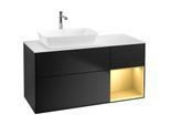 Villeroy und Boch Finion Waschtischunterschrank F811HFPD 120cm, Abdeckplatte white matt, Regale Gold matt lacquer, Black matt lacquer