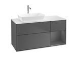 Villeroy und Boch Finion Waschtischunterschrank G811GKGK 120cm, Abdeckplatte white matt, Emotion, Regale Anthracite matt lacquer, Anthracite matt