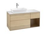 Villeroy und Boch Finion Waschtischunterschrank G811GNPC 120cm, Abdeckplatte white matt, Emotion, Regale Walnut Veneer, Oak Veneer