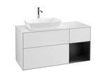 Villeroy und Boch Finion Waschtischunterschrank G811PDMT 120cm, Abdeckplatte white matt, Emotion, Regale Black matt lacquer, White matt lacquer