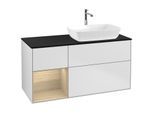 Villeroy und Boch Finion Waschtischunterschrank F802PCMT 120cm, Abdeckplatte black matt, Regale Oak Veneer, White matt lacquer