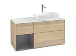 Villeroy und Boch Finion Waschtischunterschrank F801GKPC 120cm, Abdeckplatte white matt, Regale Anthracite matt lacquer, Oak Veneer