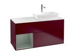 Villeroy und Boch Finion Waschtischunterschrank F801GMHB 120cm, Abdeckplatte white matt, Regale Olive matt lacquer, Peony Matt