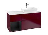 Villeroy und Boch Finion Waschtischunterschrank F801PDHB 120cm, Abdeckplatte white matt, Regale Black matt lacquer, Peony Matt