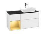 Villeroy und Boch Finion Waschtischunterschrank G802HFGF 120cm, Abdeckplatte black matt, Emotion, Regale Gold matt lacquer, Glossy white lacquer