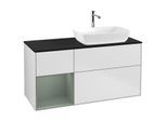 Villeroy und Boch Finion Waschtischunterschrank G802GMMT 120cm, Abdeckplatte black matt, Emotion, Regale Olive matt lacquer, White matt lacquer