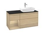 Villeroy und Boch Finion Waschtischunterschrank G802PCPC 120cm, Abdeckplatte black matt, Emotion, Regale Oak Veneer, Oak Veneer