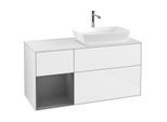 Villeroy und Boch Finion Waschtischunterschrank G801GKGF 120cm, Abdeckplatte white matt, Emotion, Regale Anthracite matt lacquer, Glossy white lacquer