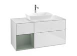 Villeroy und Boch Finion Waschtischunterschrank F821GMMT 120cm, Abdeckplatte white matt, Regale Olive matt lacquer, White matt lacquer