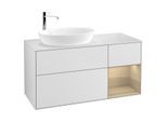 Villeroy und Boch Finion Waschtischunterschrank G931PCMT 120cm, Abdeckplatte white matt, Emotion, Regale Oak Veneer, White matt lacquer