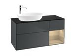 Villeroy und Boch Finion Waschtischunterschrank G932PCHG 120cm, Abdeckplatte black matt, Emotion, Regale Oak Veneer, Midnight Blue Matt Lacquer