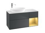 Villeroy und Boch Finion Waschtischunterschrank G931HFHG 120cm, Abdeckplatte white matt, Emotion, Regale Gold matt lacquer, Midnight Blue Matt Lacquer