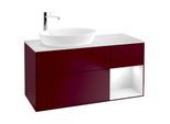 Villeroy und Boch Finion Waschtischunterschrank F931GFHB 120cm, Abdeckplatte white matt, Regale Glossy white lacquer, Peony Matt