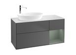 Villeroy und Boch Finion Waschtischunterschrank F931GMGK 120cm, Abdeckplatte white matt, Regale Olive matt lacquer, Anthracite matt