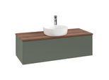 Villeroy und Boch Antao Waschtisch-Unterschrank L32052HL 120x36x50cm, Hahnloch, Waschbeckenplattenfarbe warm walnut, leaf green matt lacquer