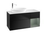 Villeroy und Boch Finion Waschtischunterschrank F931GMPD 120cm, Abdeckplatte white matt, Regale Olive matt lacquer, Black matt lacquer