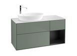 Villeroy und Boch Finion Waschtischunterschrank F931PDGM 120cm, Abdeckplatte white matt, Regale Black matt lacquer, Olive Matt Lacquer