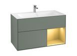 Villeroy und Boch Finion Waschtischunterschrank F040HFGM 99,6x59,1x49,8cm, Regal rechts Gold matt, Olive Matt Lacquer