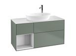 Villeroy und Boch Finion Waschtischunterschrank F941GFGM 120cm, Abdeckplatte white matt, Regale Glossy white lacquer, Olive Matt Lacquer