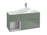 Villeroy und Boch Finion Waschtischunterschrank F941MTGM 120cm, Abdeckplatte white matt, Regale White matt lacquer, Olive Matt Lacquer