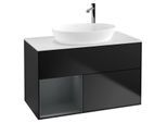 Villeroy und Boch Finion Waschtischunterschrank F891HGPD 100cm, Abdeckplatte white matt, Regale Midnight matt lacquer, Black matt lacquer