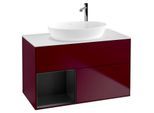 Villeroy und Boch Finion Waschtischunterschrank F891PDHB 100cm, Abdeckplatte white matt, Regale Black matt lacquer, Peony Matt