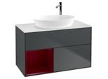 Villeroy und Boch Finion Waschtischunterschrank F891HBHG 100cm, Abdeckplatte white matt, Regale Peony matt lacquer, Midnight Blue Matt Lacquer