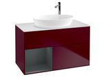 Villeroy und Boch Finion Waschtischunterschrank F891HGHB 100cm, Abdeckplatte white matt, Regale Midnight matt lacquer, Peony Matt