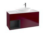 Villeroy und Boch Finion Waschtischunterschrank G941HGHB 120cm, Abdeckplatte white matt, Emotion, Regale Midnight matt lacquer, Peony Matt