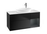 Villeroy und Boch Finion Waschtischunterschrank F951HGPD 120cm, Abdeckplatte white matt, Regale Midnight matt lacquer, Black matt lacquer