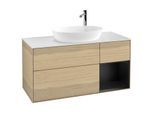 Villeroy und Boch Finion Waschtischunterschrank F951PDPC 120cm, Abdeckplatte white matt, Regale Black matt lacquer, Oak Veneer