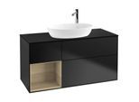 Villeroy und Boch Finion Waschtischunterschrank G942PCPD 120cm, Abdeckplatte black matt, Emotion, Regale Oak Veneer, Black matt lacquer