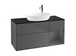 Villeroy und Boch Finion Waschtischunterschrank G952GKGK 120cm, Abdeckplatte black matt, Emotion, Regale Anthracite matt lacquer, Anthracite matt