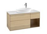 Villeroy und Boch Finion Waschtischunterschrank G951GNPC 120cm, Abdeckplatte white matt, Emotion, Regale Walnut Veneer, Oak Veneer