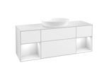 Villeroy und Boch Finion Waschtischunterschrank FD01GFGF 120cm, Abdeckplatte white matt, Regale Glossy white lacquer, Glossy white lacquer