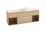 Villeroy und Boch Finion Waschtischunterschrank FD01GNPC 120cm, Abdeckplatte white matt, Regale Walnut Veneer, Oak Veneer