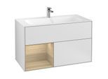 Villeroy und Boch Finion Waschtischunterschrank G030PCMT 99,6x59,1cm, Wandbeleuchtung, Regal links Oak Veneer, White matt lacquer