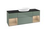 Villeroy und Boch Finion Waschtischunterschrank GD02PCGM 120cm, Abdeckplatte black matt, Emotion, Regale Oak Veneer, Olive Matt Lacquer