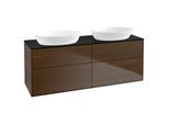 Villeroy und Boch Finion Waschtischunterschrank GA8200GN 160x60,3cm, Emotion, Abdeckplatte black matt, Walnut veneer