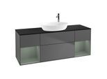 Villeroy und Boch Finion Waschtischunterschrank F982GMGK 160cm, Abdeckplatte black matt, Regale Olive matt lacquer, Anthracite matt