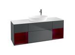 Villeroy und Boch Finion Waschtischunterschrank F981HBHG 160cm, Abdeckplatte white matt, Regale Peony matt lacquer, Midnight Blue Matt Lacquer