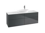 Villeroy und Boch Finion Waschtischunterschrank F97100HG 160x60,3cm, Abdeckplatte white matt, Midnight Blue Matt Lacquer