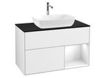 Villeroy und Boch Finion Waschtischunterschrank G782GFGF 100cm, Abdeckplatte black matt, Emotion, Regale Glossy white lacquer, Glossy white lacquer